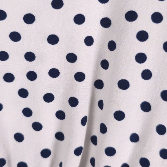 Boden Elsie Polka Dot Peplum Blouse Top White‎ Navy V-Neck Long Sleeve Size 8P - Picture 10 of 12